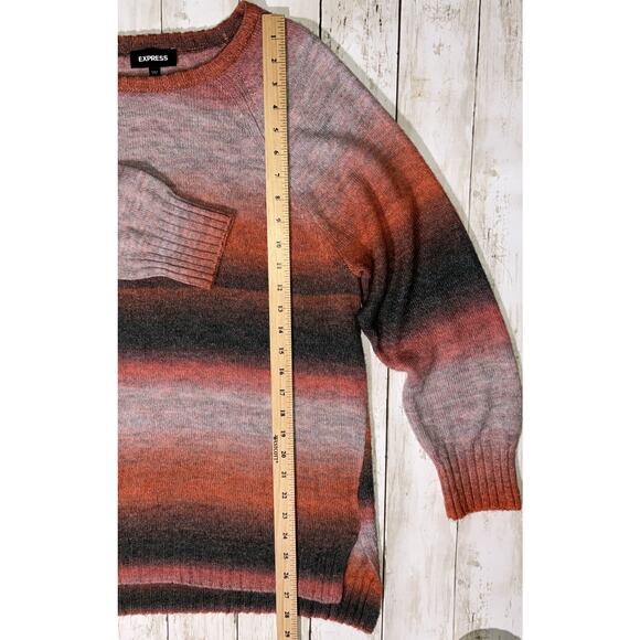 Express Round Neck Pullover Striped Knit Sweater Medium - Picture 3 of 7